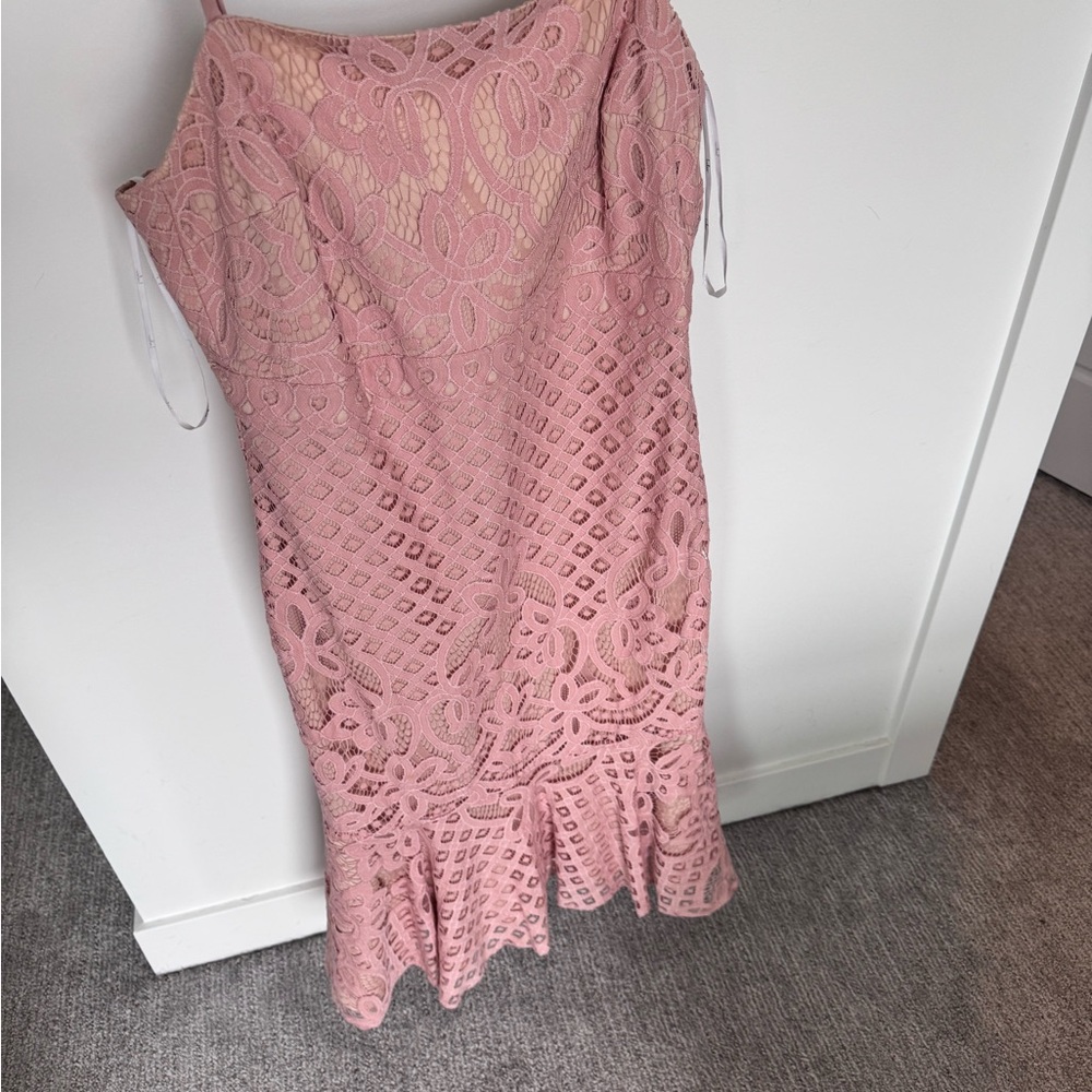 Pink Lace Sleeveless Dress